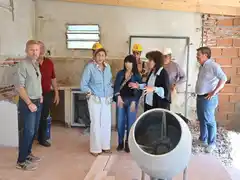 Rogelio Frigerio y Dora Bogdan recorrieron la obra de refacción en la Escuela N° 29 de Albardón