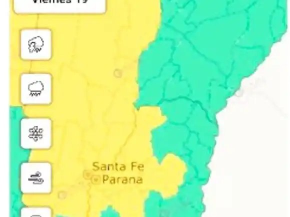 Alerta amarilla por lluvias y tormentas para el norte entrerriano