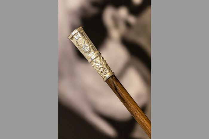 El bastón mide 85 centímetros. La madera es de guayacán, la empuñadura y el regatón  están diseñadas con  plata aleada con zinc y níquel