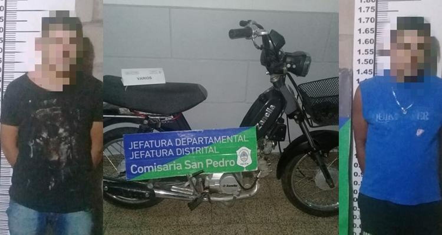 Ladrones robaron una moto de una casa y los apresaron en un control de tránsito