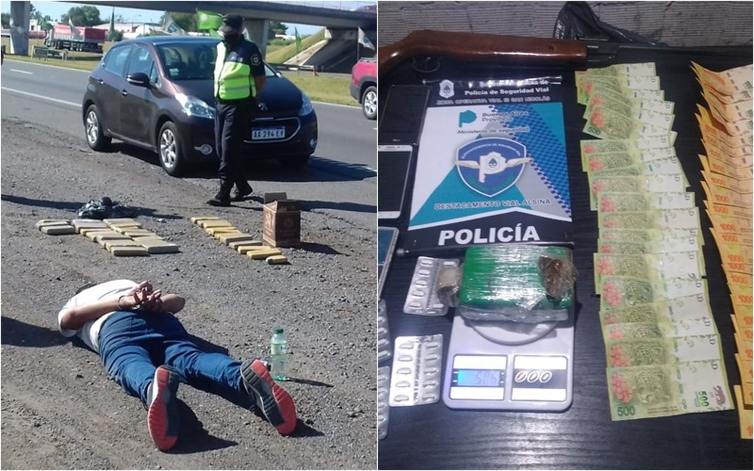 Ruta 9: tras la detención de un hombre que transportaba droga, Policía Vial colaboró en allanamientos en el Conurbano