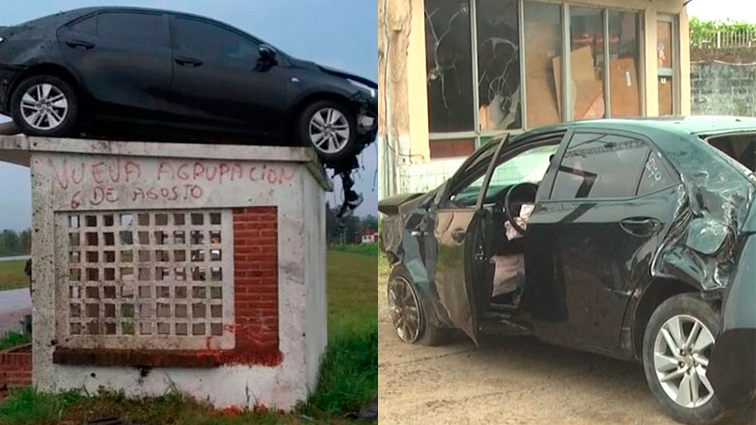 Auto que terminó sobre garita está en exhibición: "Le dicen el auto volador"