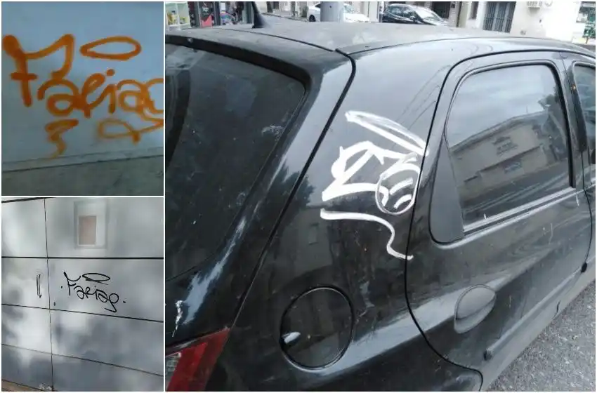 Más descontrol en Pichincha: ahora aparecieron graffitis en casas y hasta en automóviles