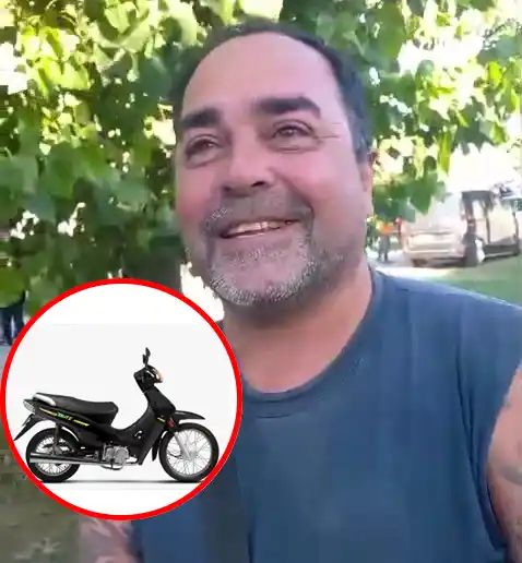 A pescar cómo sea: hizo 600 kilómetros en una moto 110cc (video)