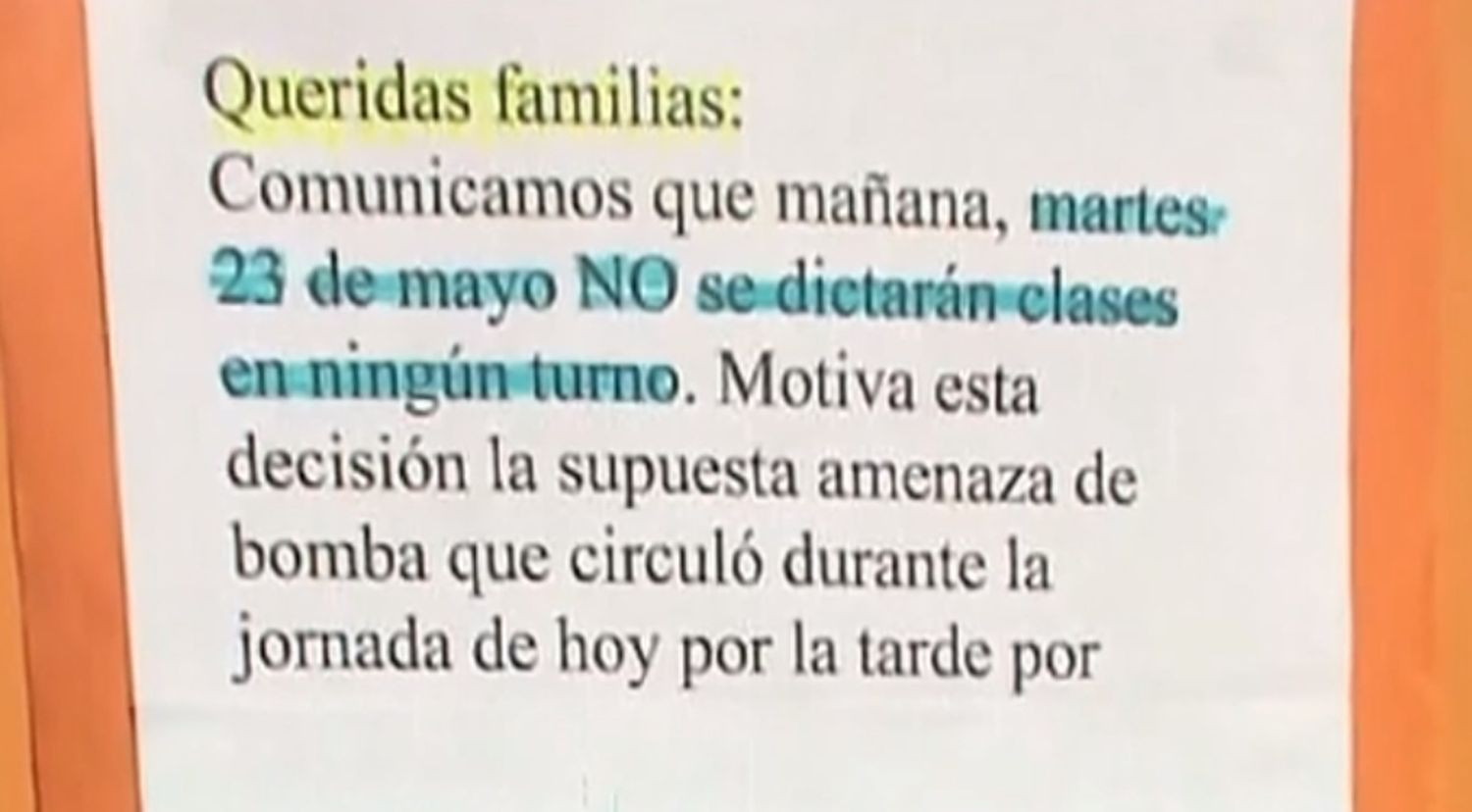 Esta tarde, otra escuela tuvo que suspender las clases por amenazas