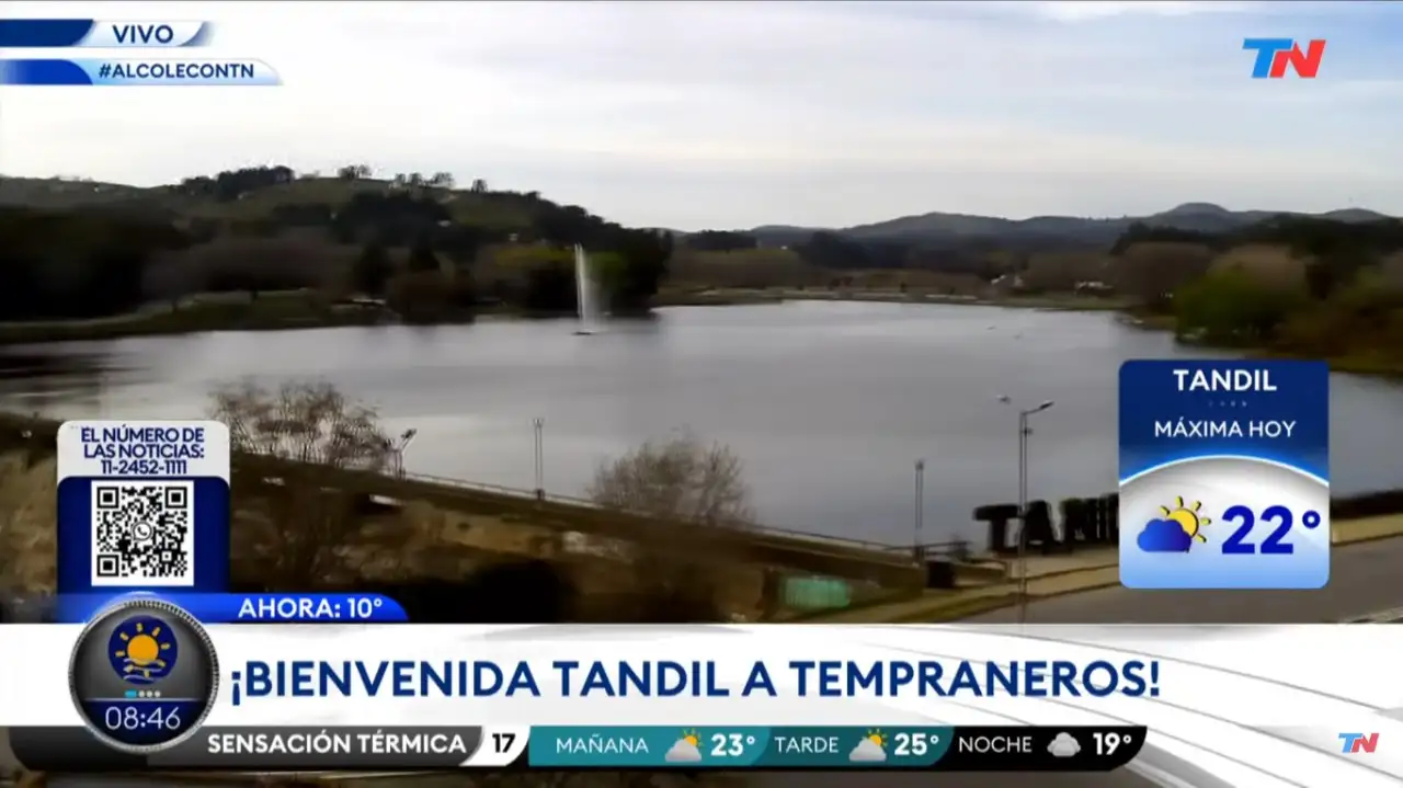 "Bienvenida Tandil a Tempraneros", tituló la señal TN Noticias en la primera transmisión en vivo desde la ciudad.