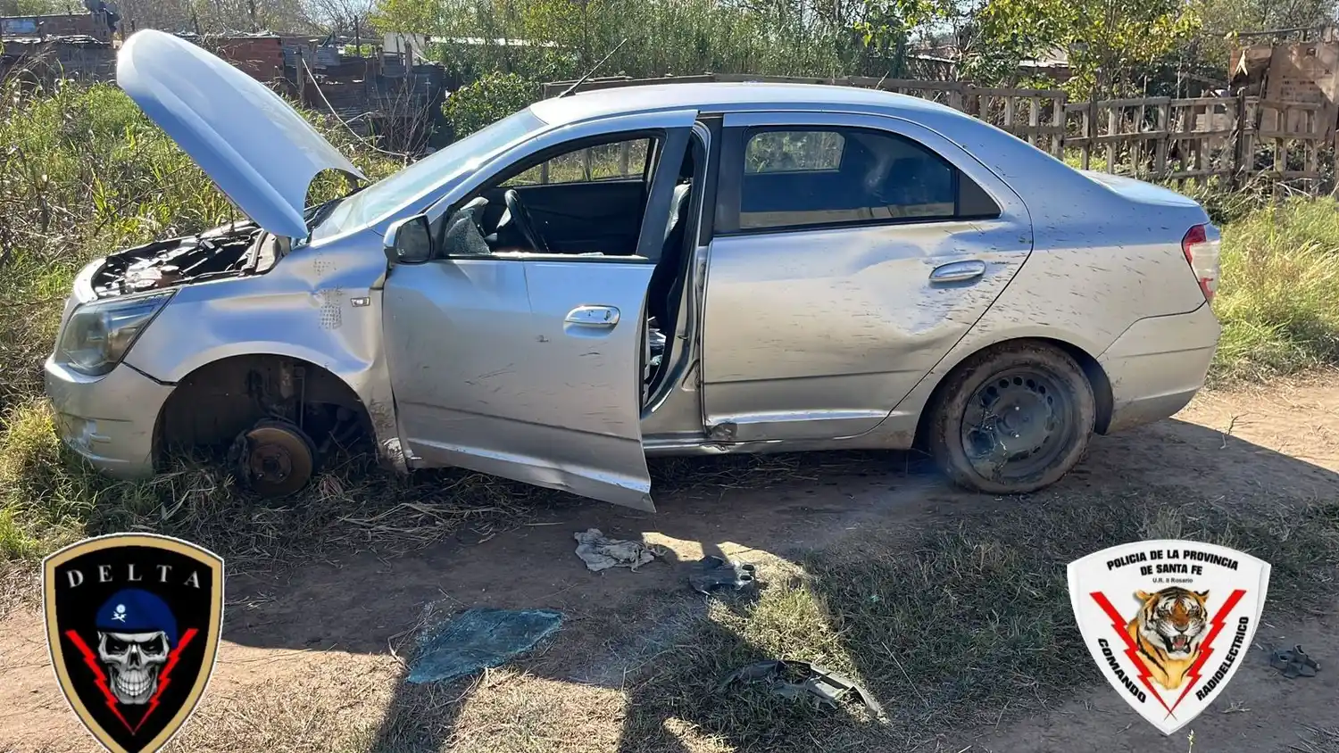 Recuperaron un auto robado que fue desmantelado por delincuentes