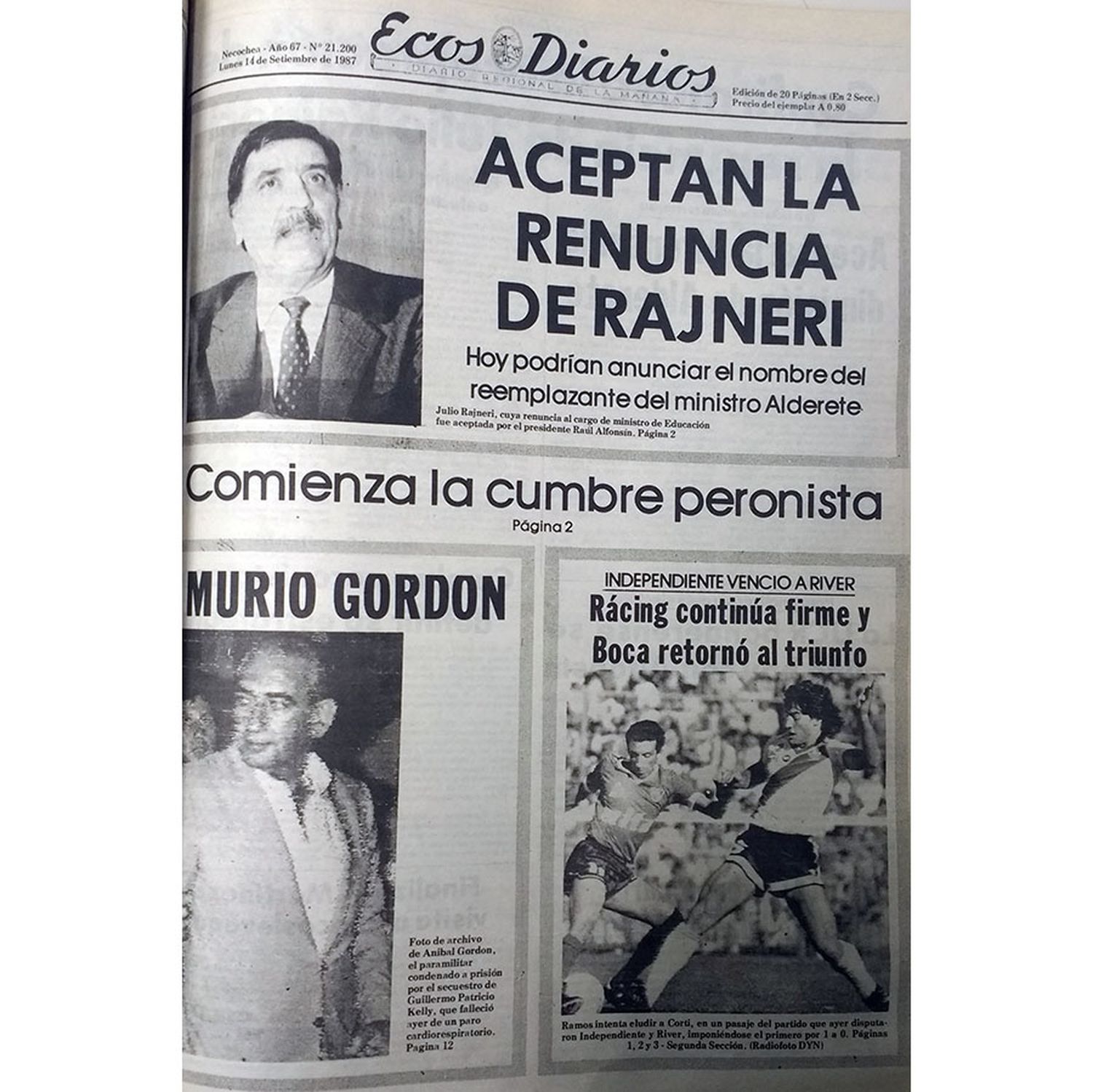 Lunes 14 de septiembre de 1987