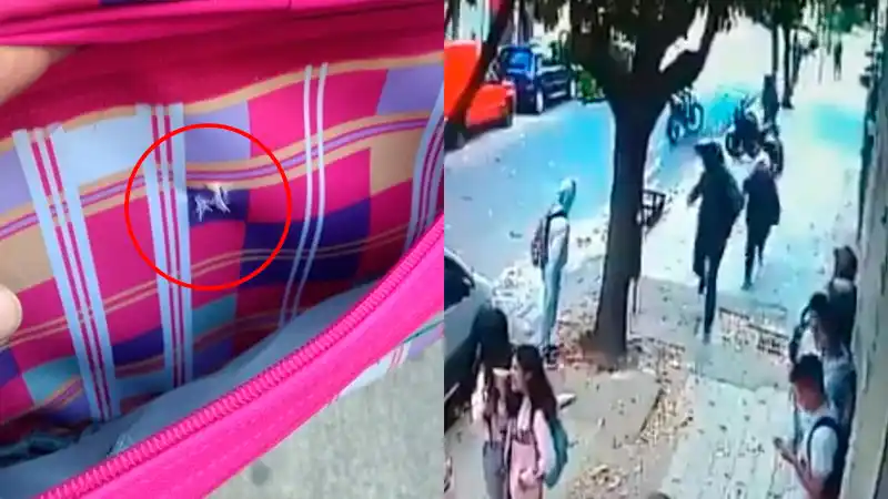 Video: Ladrones a los tiros frente a escuela y una nena se salvó por la mochila