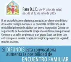 Buscan una familia para una adolescente