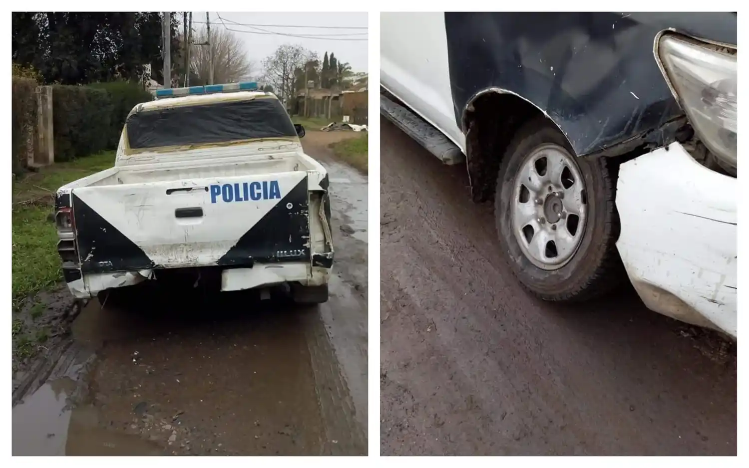 El patrullero "que se cae a pedazos" y que utiliza la Policía Bonaerense en Almirante Brown