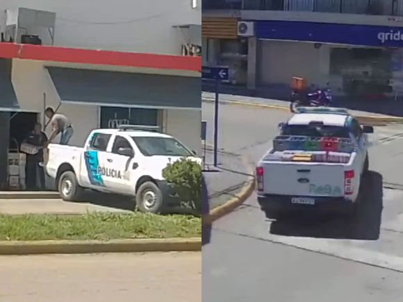 Viralizaron un video de patrullero llevándose bebidas de un supermercado: era un operativo de Reba
