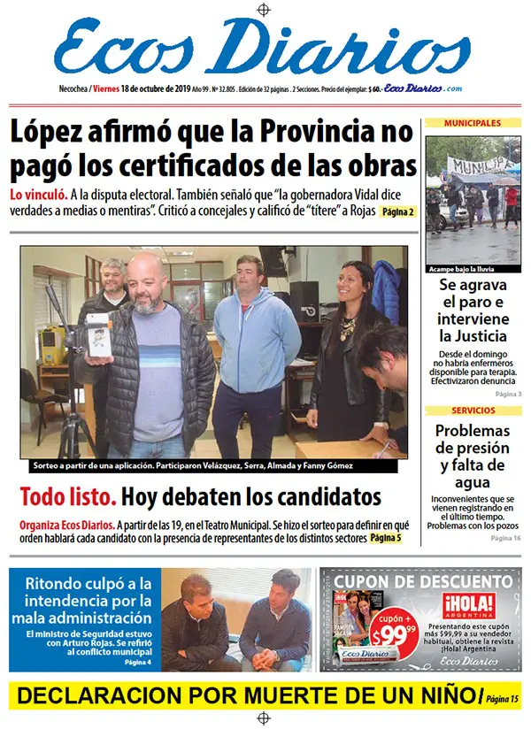 Tapa del 18 de octubre de 2019