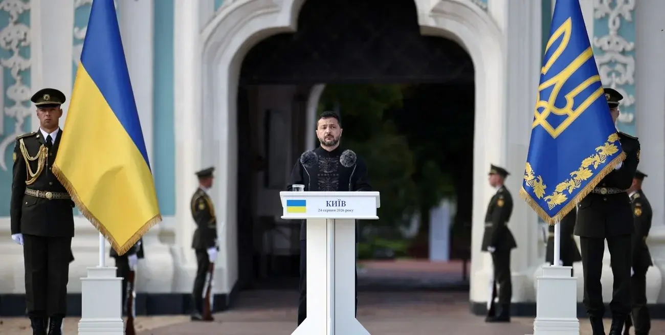 Zelenski encabezó el acto oficial por el aniversario de la independencia ucraniana.