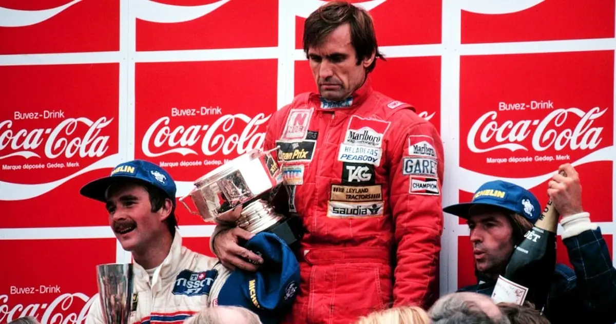 Muy consternado. Carlos Reutemann, en Bélgica, ganador y lo que resultó su último éxito en la Fórmula 1