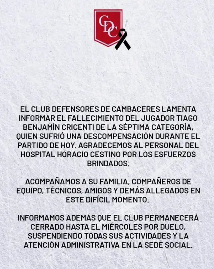 Comunicado por parte del Club