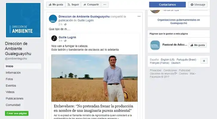 Polémica publicación de una de las páginas oficiales del municipio