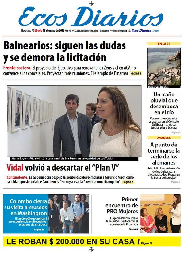 Tapa del 18 de mayo de 2019