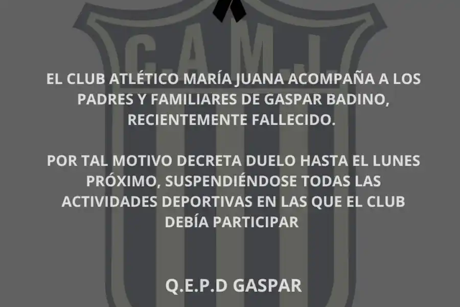 El posteo del Club Atlético María Juana