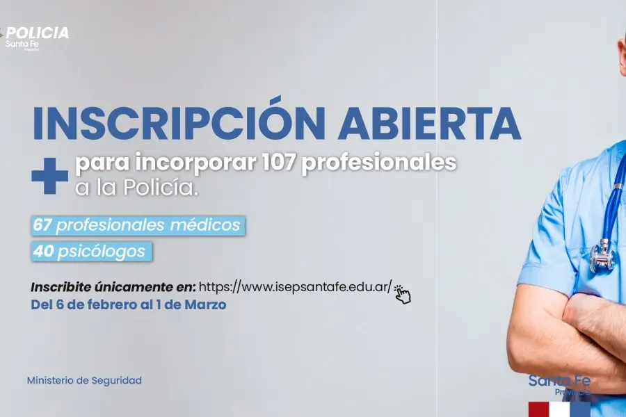 La provincia abre la convocatoria para el ingreso de médicos y psicólogos a la Policía
