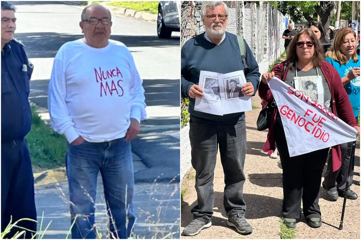 Familiares de desaparecidos esperan a Victoria Villarruel en la escuela de Tres de Febrero donde emite su voto
