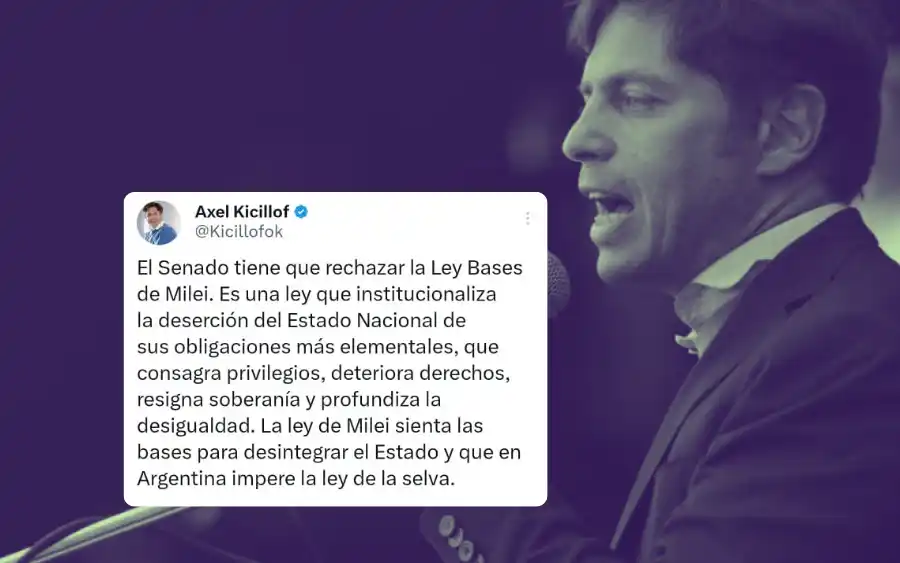 La publicación de Kicillof en X