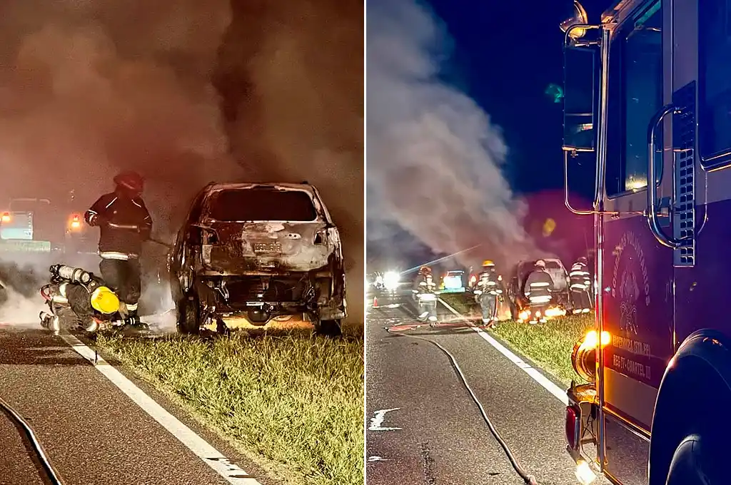 Una camioneta se incendió por completo en la ruta provincial 4: pérdidas totales