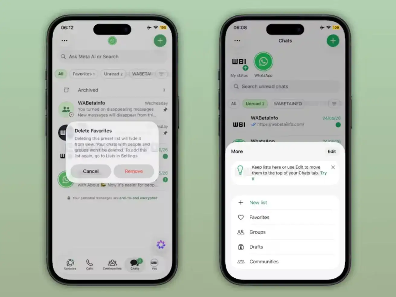 WhatsApp prepara una nueva forma de ordenar los chats en iOS y Android
