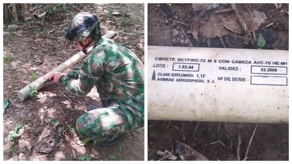 Ejército de Colombia encuentra en Arauca un cohete usado por la Aviación Militar de Venezuela