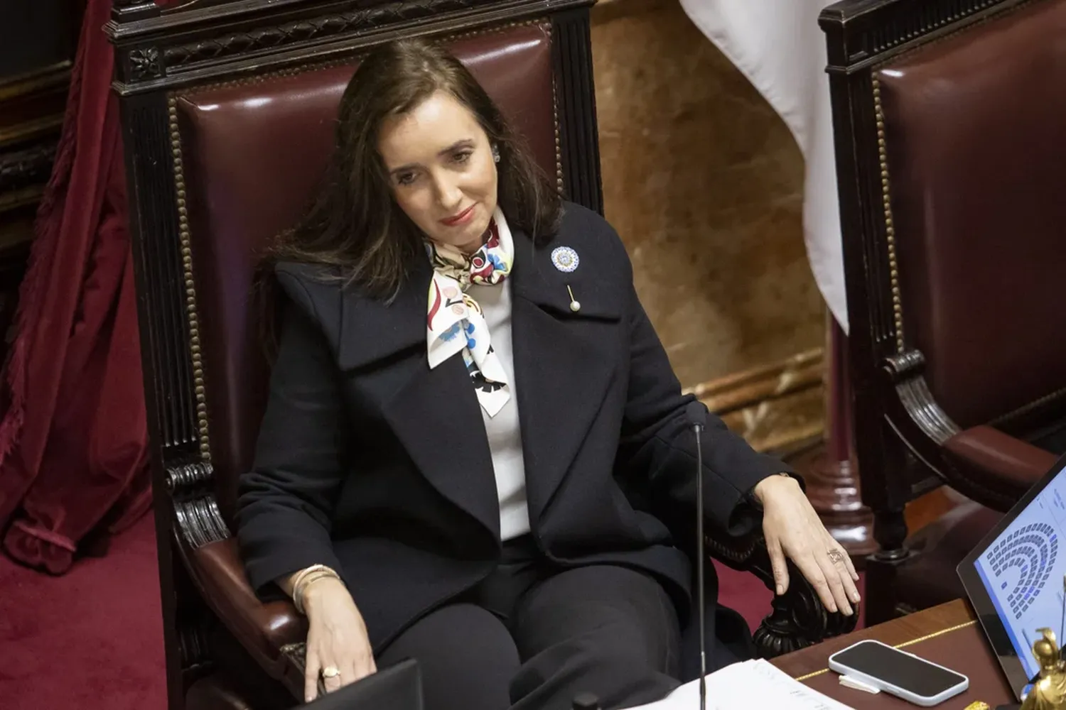 La vicepresidenta Victoria Villarruel en la última sesión del Senado.