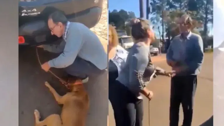 Arrastró a su perro con la camioneta y los vecinos que lo detuvieron le encontraron un rifle de caza: “¿Por qué lo ibas a matar?”