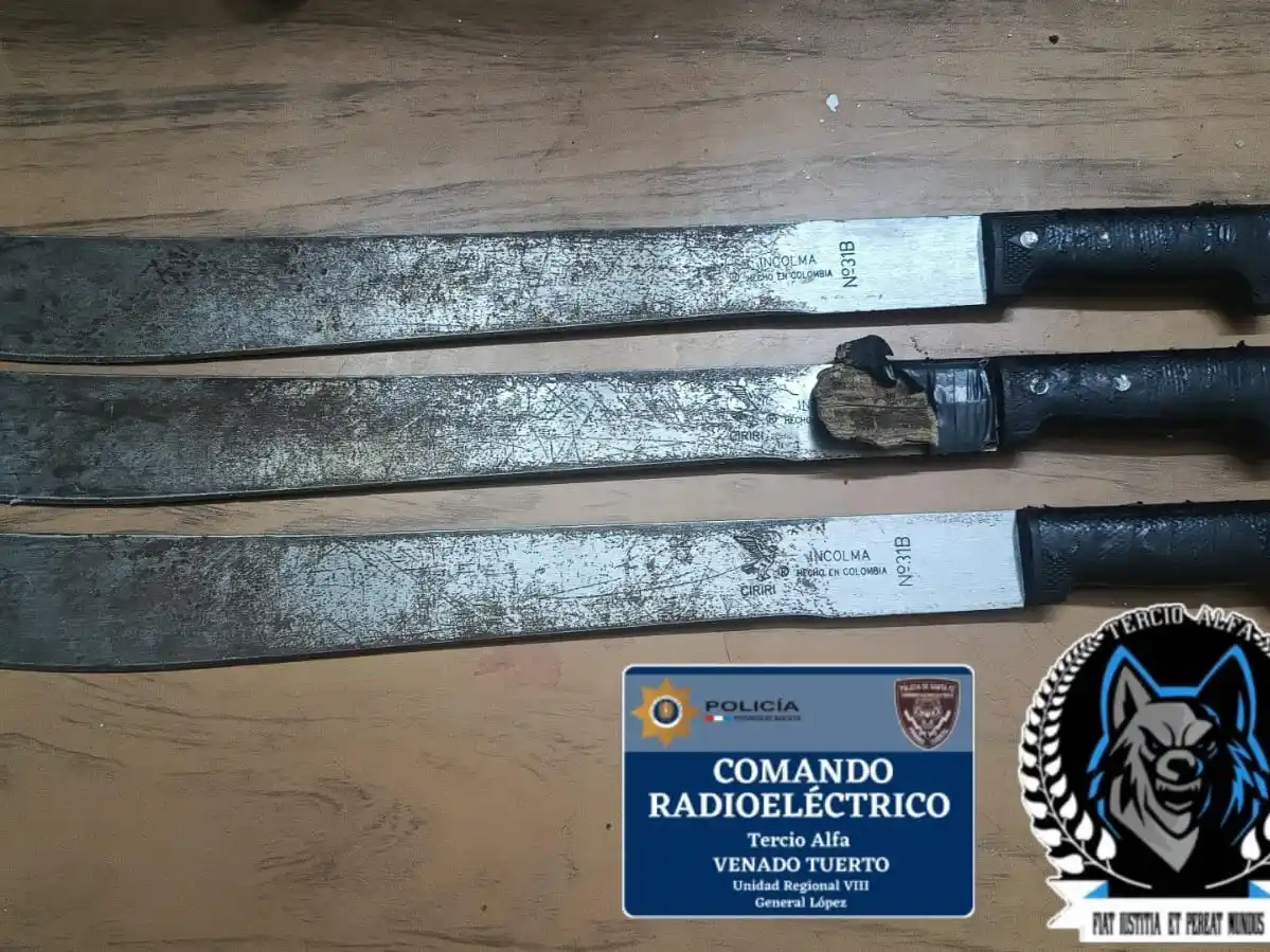 Los machetes secuestrados por la Policía.