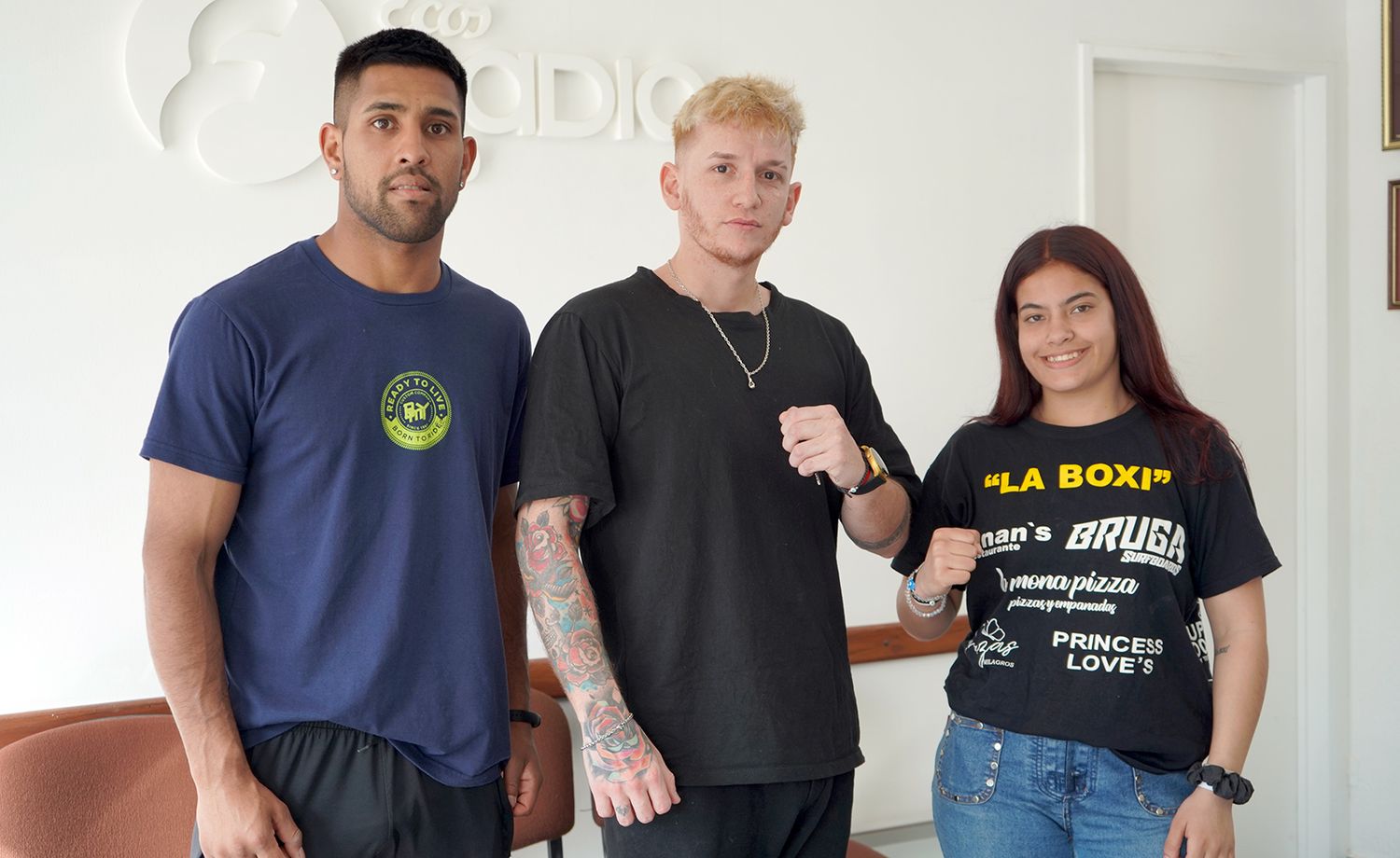 Los integrantes del Necochea Box. Andrés Romero, Emanuel Irigoyen y Rocío Prada
