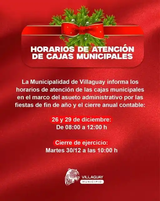 Horarios de atención en cajas municipales