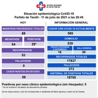 Se detectaron 29 nuevos contagios de Covid-19 y no hubo fallecidos