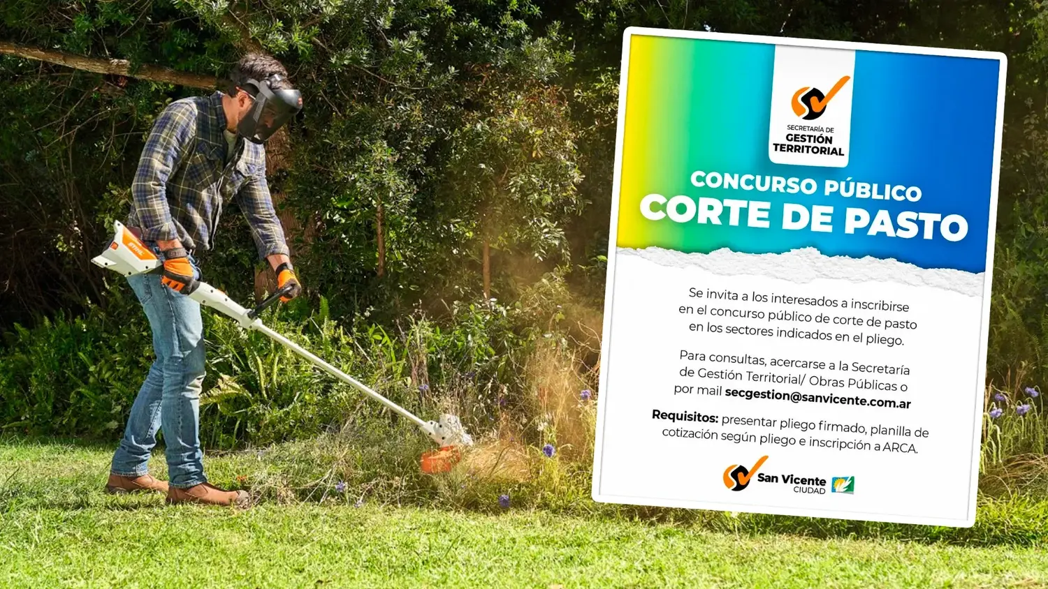 San Vicente abrió un concurso público para contratar el servicio de corte de pasto
