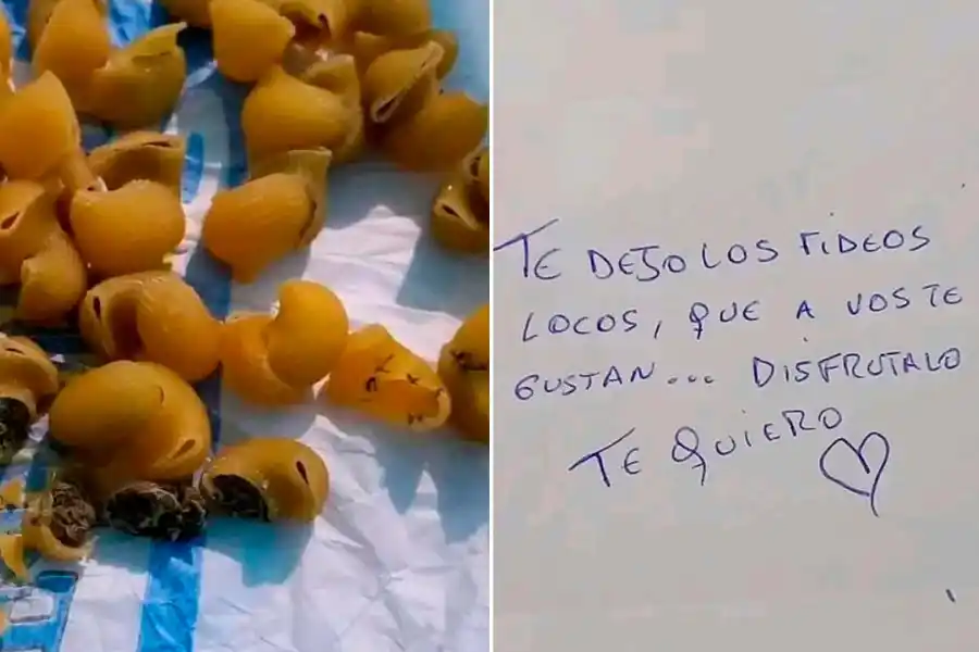 Increíble: le llevó fideos rellenos con marihuana a su hijo preso