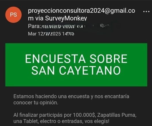 San Cayetano: advierten por intentos de estafa por correo electrónico