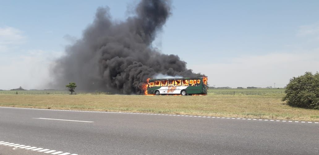 Se incendió un colectivo de la empresa TAP en la ruta 9
