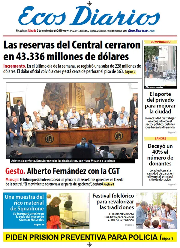 Tapa del 9 de noviembre de 2019