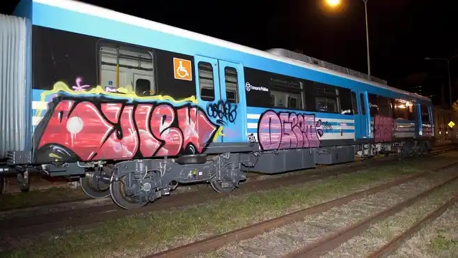 Procesaronn al menor que pintó los grafitis en nuevos trenes del Sarmiento