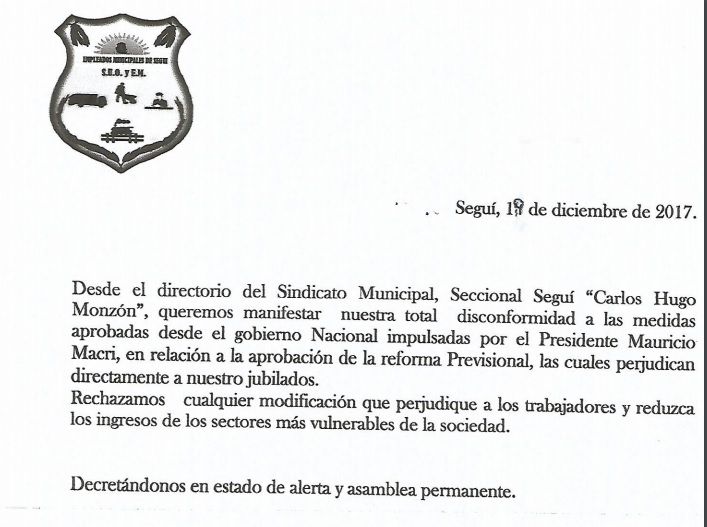 Disconformidad con las medidas aprobadas