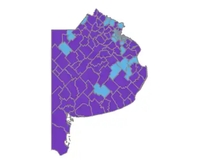 Así quedó pintado el mapa de la Provincia de Buenos Aires