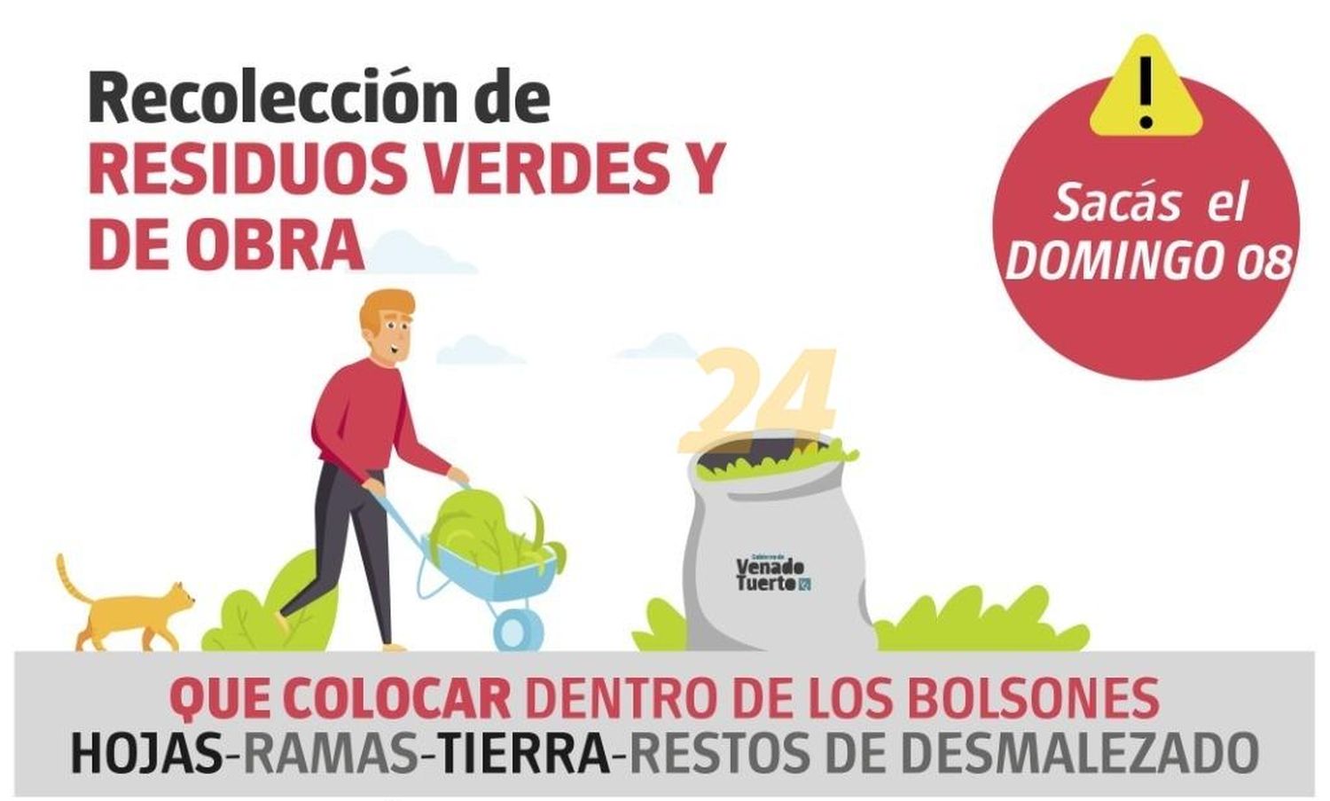 Venado Tuerto: recolección de restos verdes y de obra