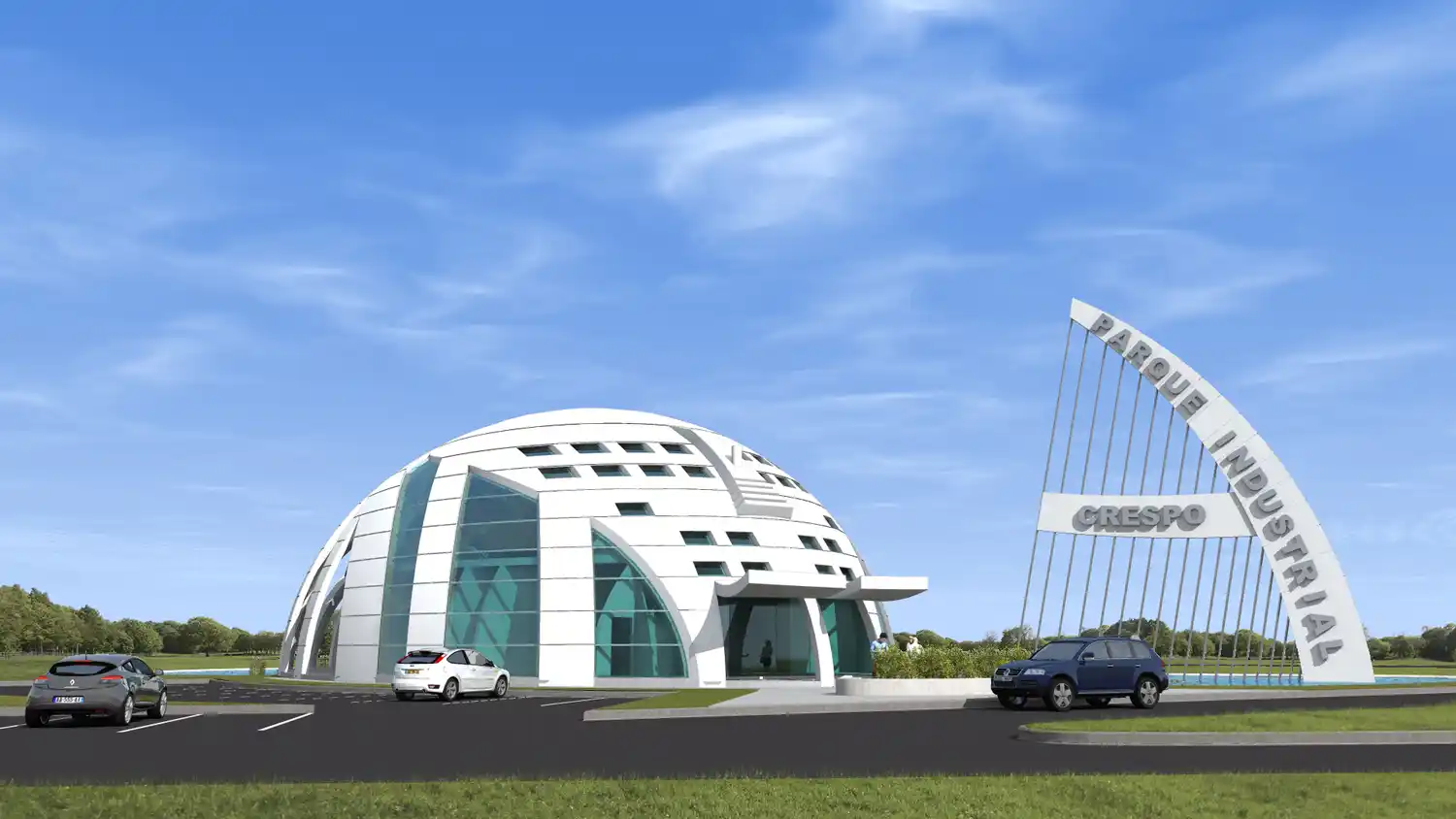 Presentaron el diseño del pórtico y sala de reuniones del Parque Industrial