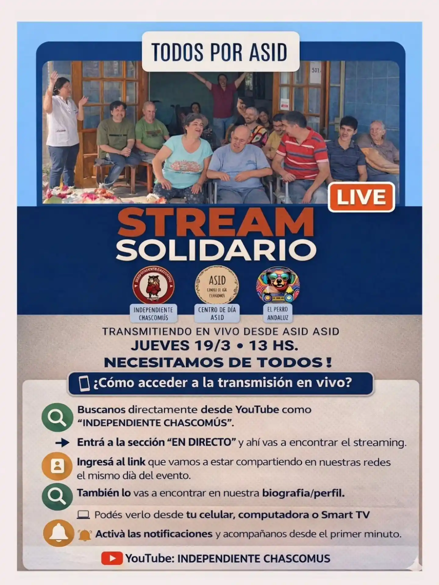 Corazón solidario: la Peña del "Rojo" lanza un streaming en vivo para ayudar a ASID en su hora más crítica