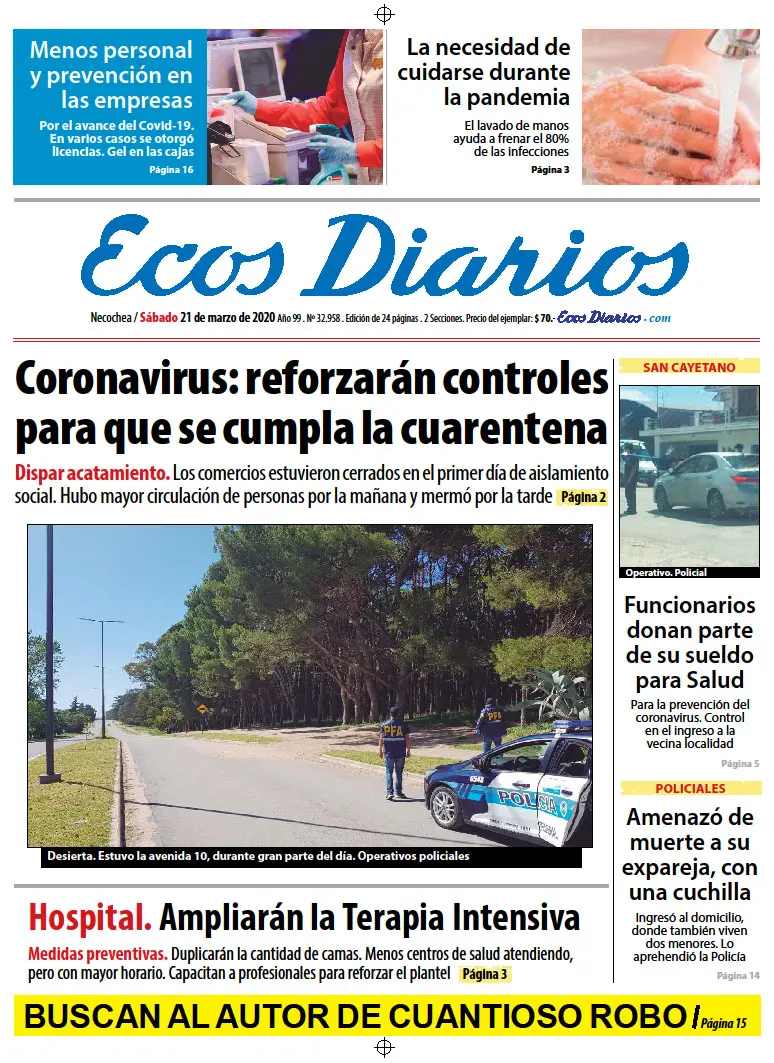 Tapa del 21 de marzo de 2020