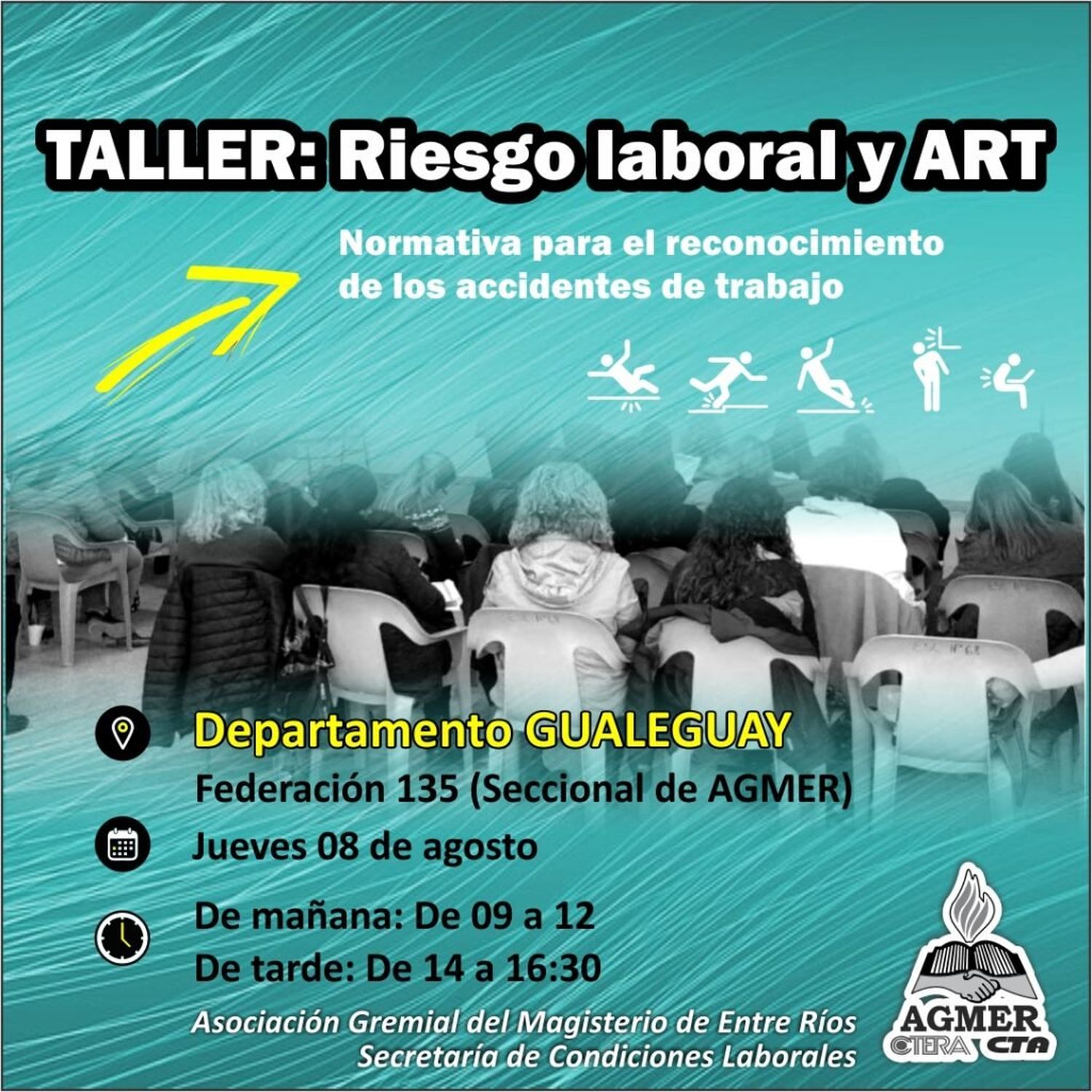 Se realizará el taller sobre accidentes de Riesgos de Trabajo en Gualeguay