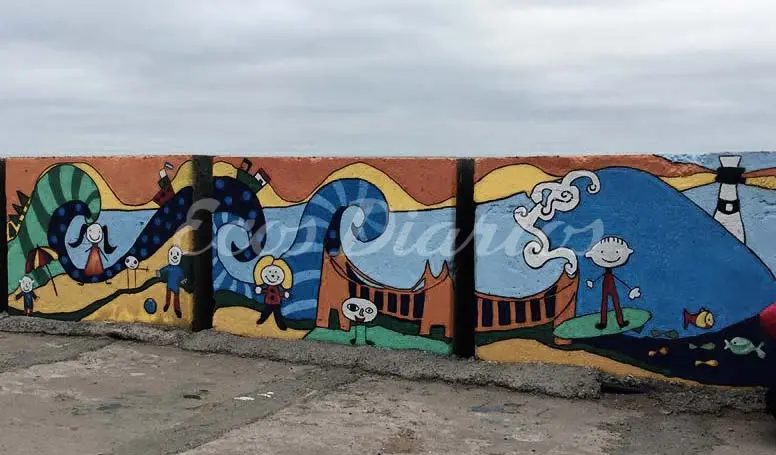 Inauguraron un colorido mural en la escollera