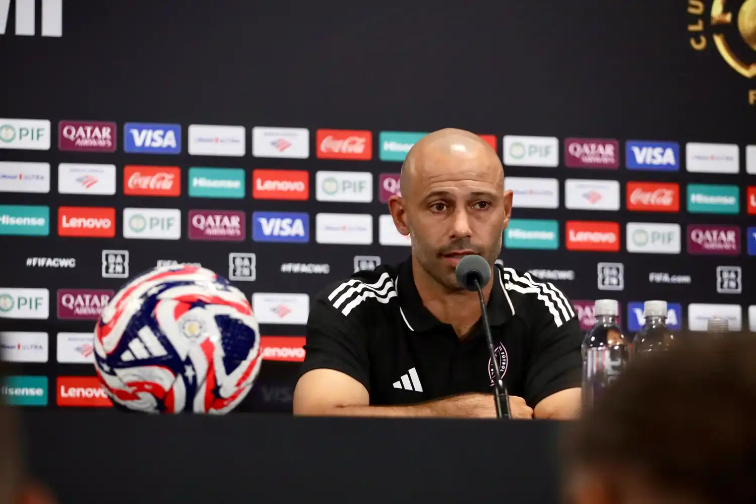 Javier Mascherano en la conferencia de prensa del Inter Miami.